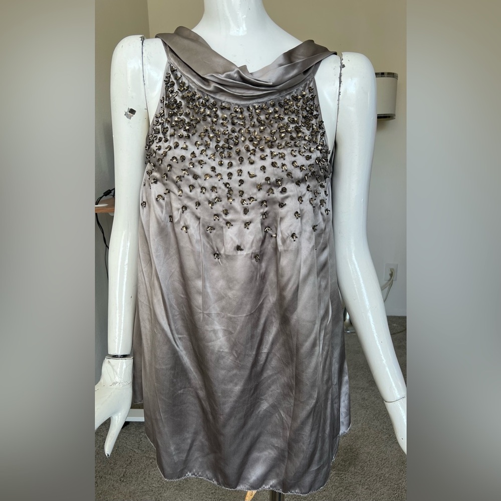 Day Birger  Et Mikkelsen gray hand embelished silk blouse- Beautiful!